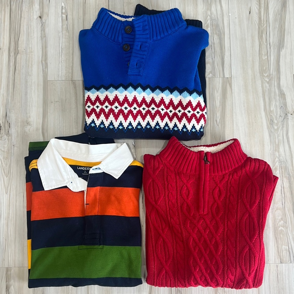 Like new condition 2 sweaters and 1 rugby shirt. Sold in a bundle only
